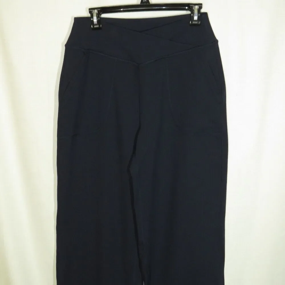 Halara Navy Crossover Wide Leg Split Ankle Active Yoga Pants Size Large - Picture 3 of 11